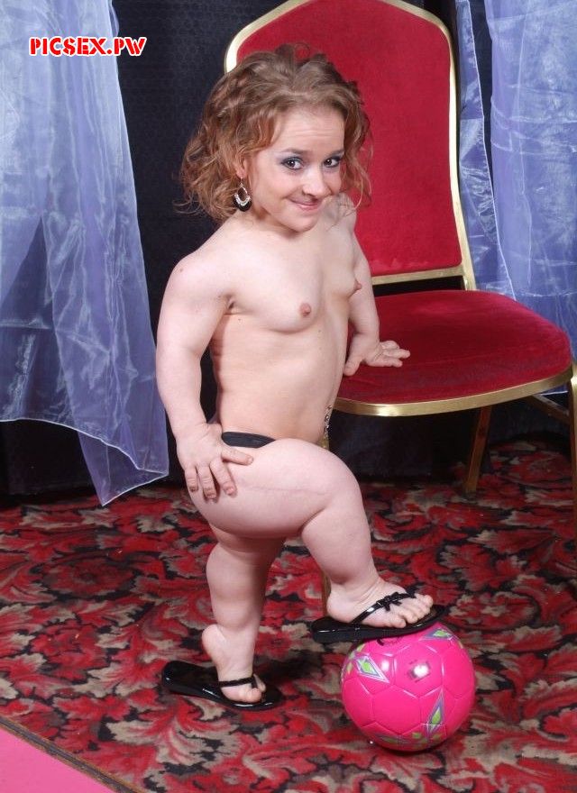 a naked midget with a ball